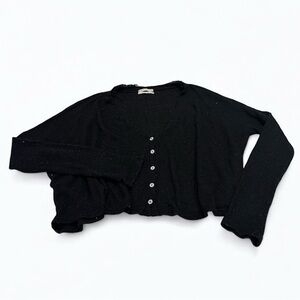 Urban Outfitters Women’s Button Long Sleeve Waffle Knit Sweater Black Small